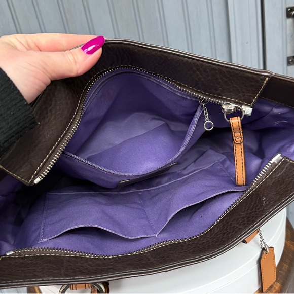 Vintage Coach Chelsea Brown Tan Pebble Leather Shoulder Bag F12339 Satchel Zip - Picture 10 of 15